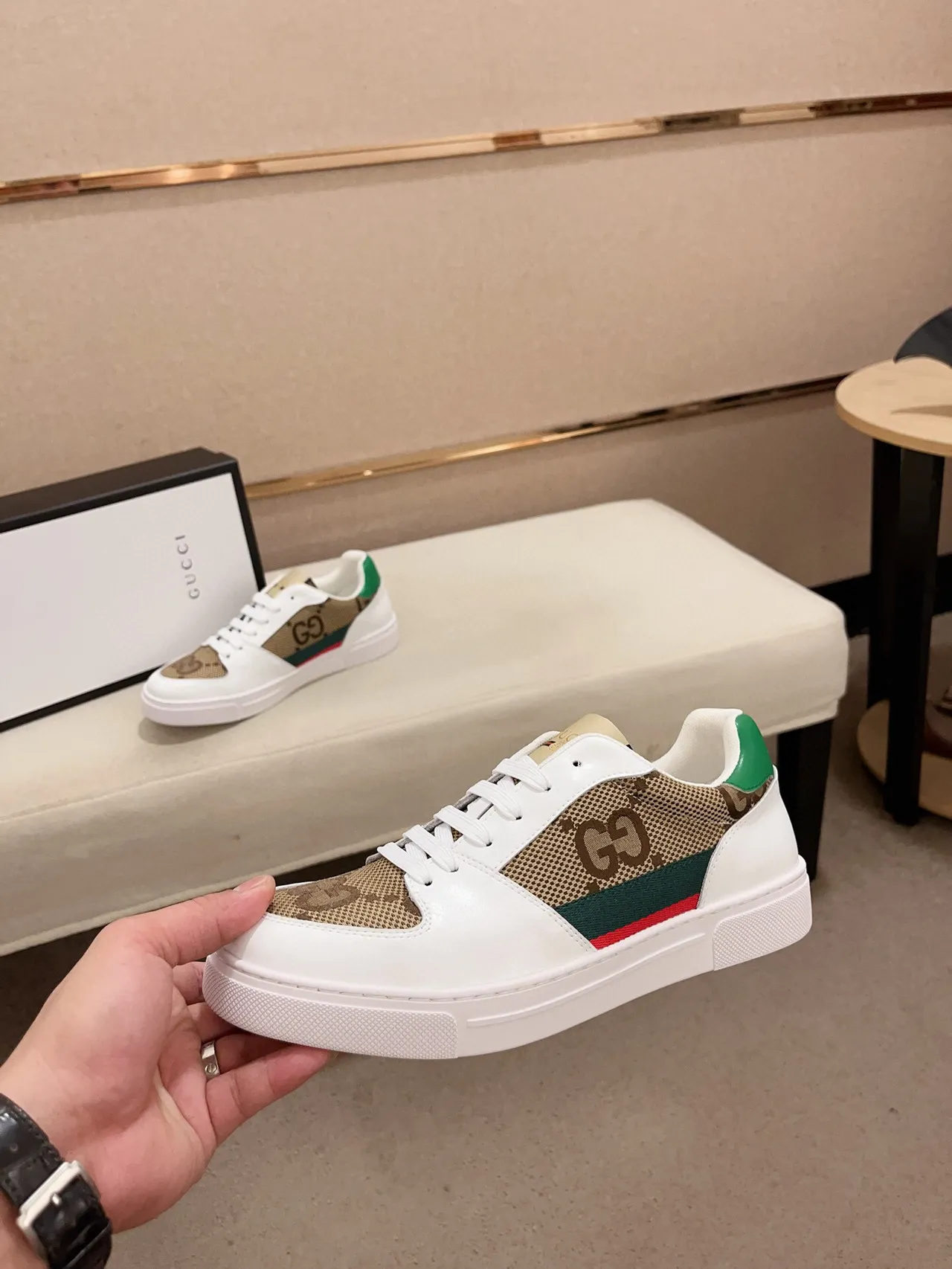 Gucci Tennis 1977 White Beige Green Red Lifestyle Sneakers 3