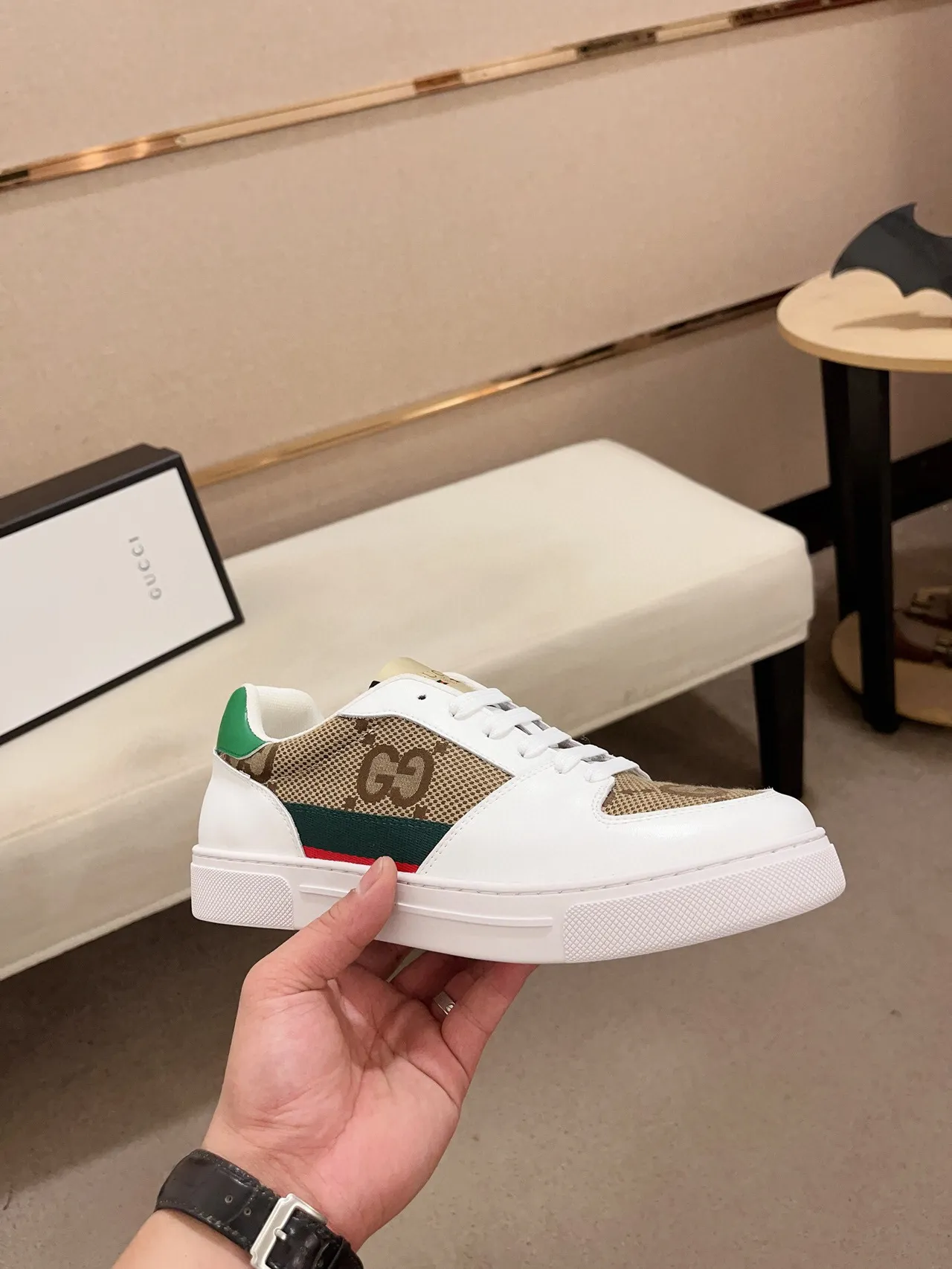 Gucci Tennis 1977 White Beige Green Red Lifestyle Sneakers 4
