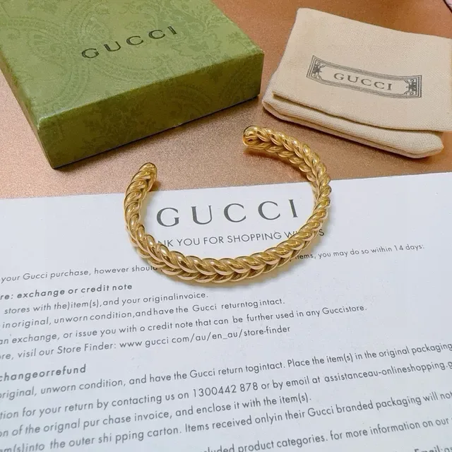 Gucci Twisted Rope Link Gold-Tone Open Cuff Bracelet 3