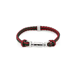 Gucci Web سوار جلد مضفر أحمر وأخضر