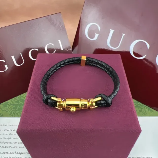 Gucci Web Bracelet Red Green Braided Leather Bracelet 5