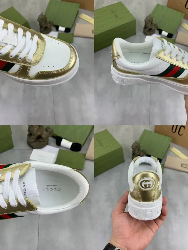 Gucci White Gold Low-Top Platform Sole Lifestyle Sneakers 2