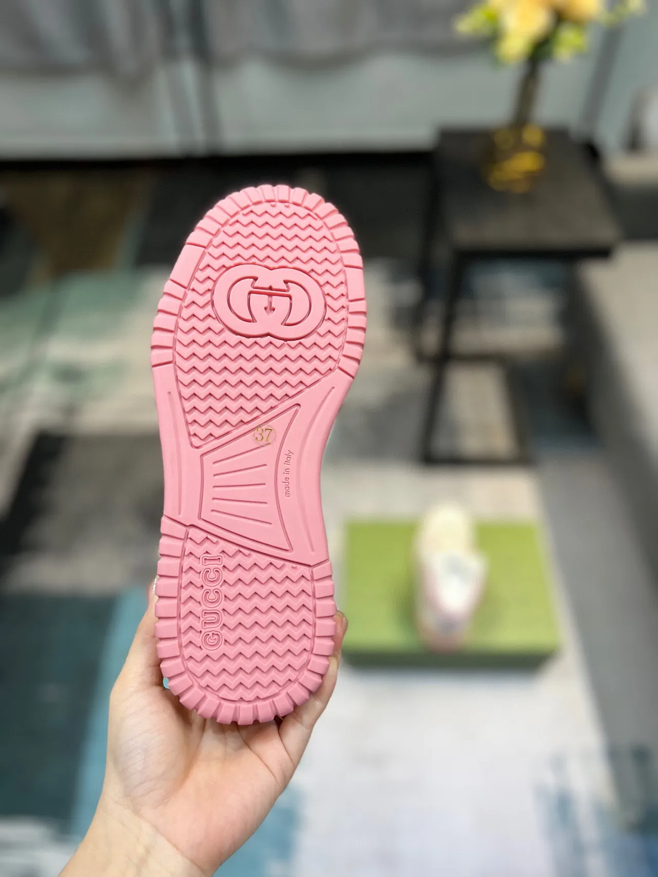 Gucci White Pink High-Top Perforated Leather Lifestyle Sneakers 9
