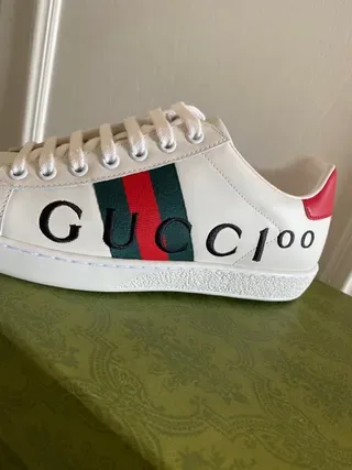 Gucci White Red Leather Upper Web Stripe Side Panel Lifestyle Sneakers 5