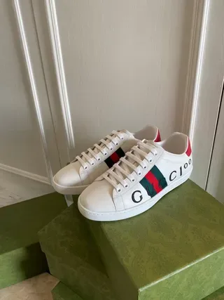 Gucci White Red Leather Upper Web Stripe Side Panel Lifestyle Sneakers 6