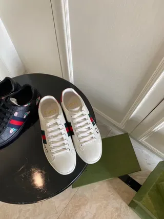 Gucci White Red Leather Upper Web Stripe Side Panel Lifestyle Sneakers 7