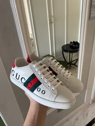 Gucci White Red Leather Upper Web Stripe Side Panel Lifestyle Sneakers 9