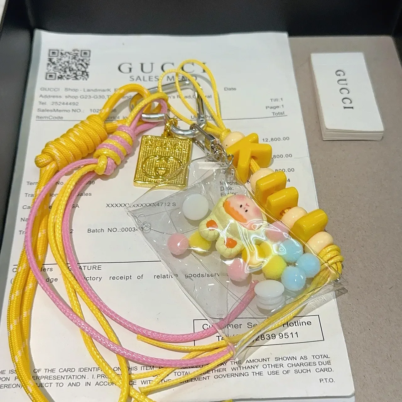 Gucci Yellow Pink Transparent Vinyl Pouch Braided And Cord Lanyard Phone Case 3