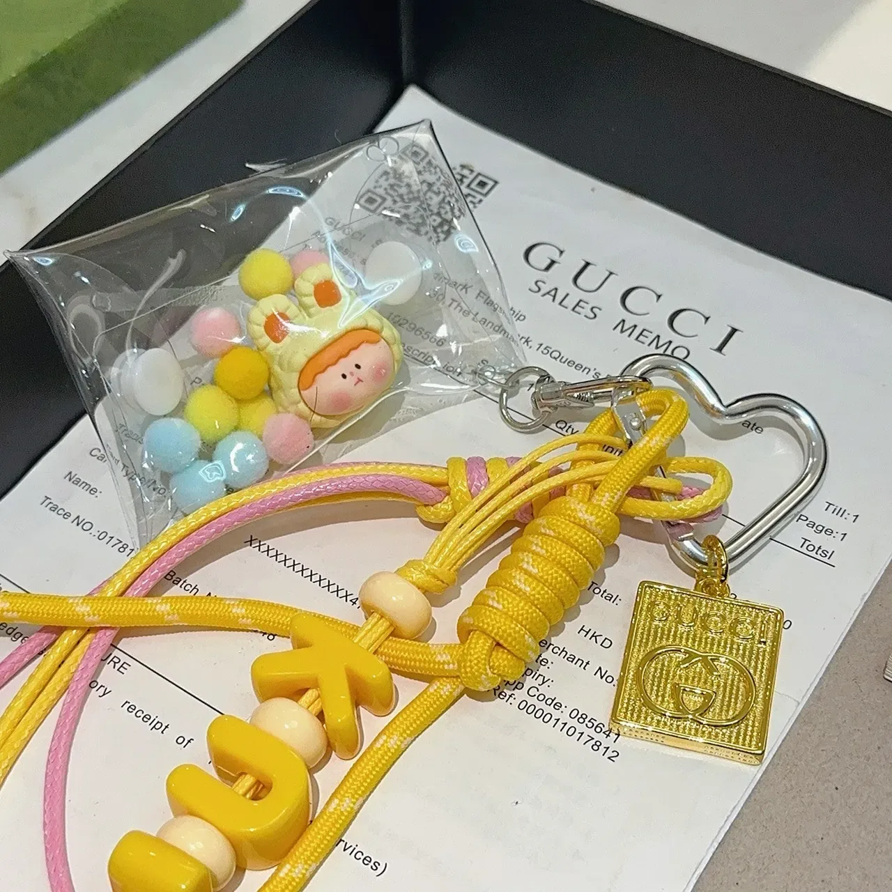 Gucci Yellow Pink Transparent Vinyl Pouch Braided And Cord Lanyard Phone Case 4