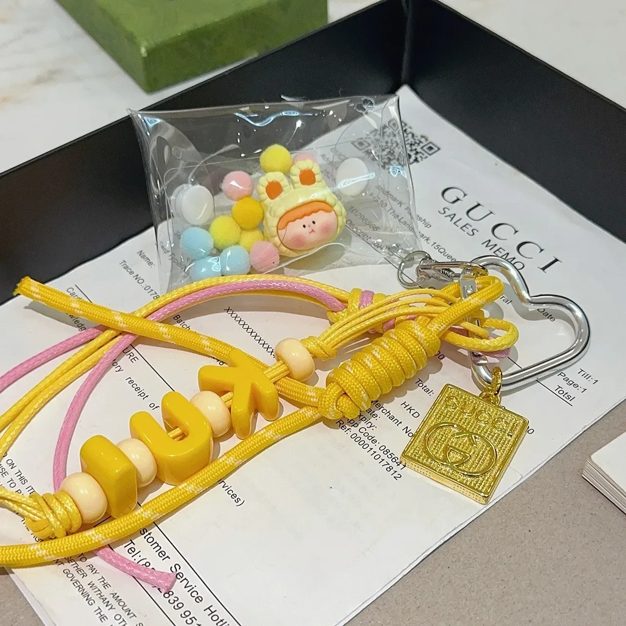 Gucci Yellow Pink Transparent Vinyl Pouch Braided And Cord Lanyard Phone Case 6