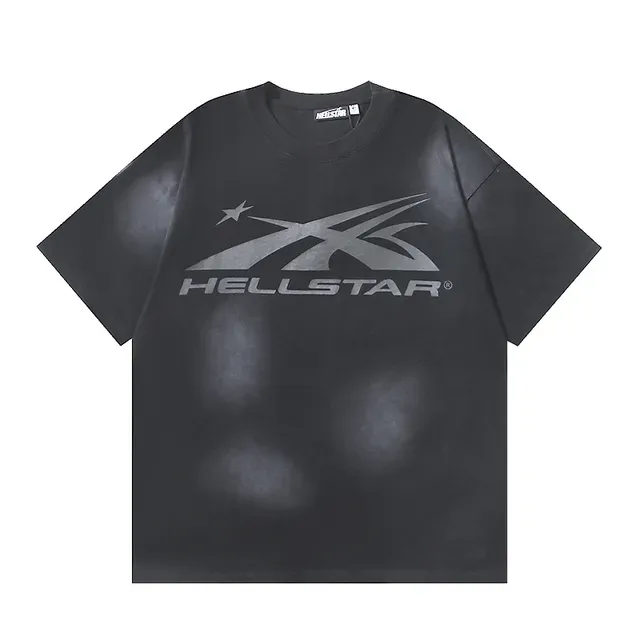 Hellstar Black Silver Oversized Fit Metallic Graphic Print T-Shirt 2