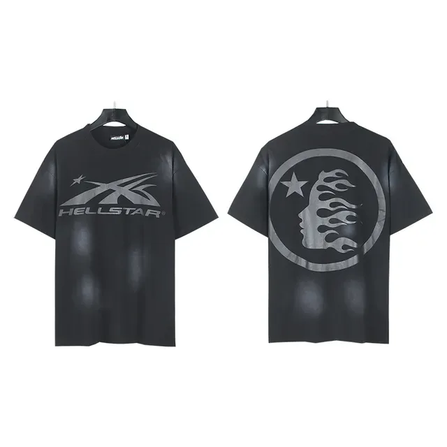 Hellstar Black Silver Oversized Fit Metallic Graphic Print T-Shirt 4