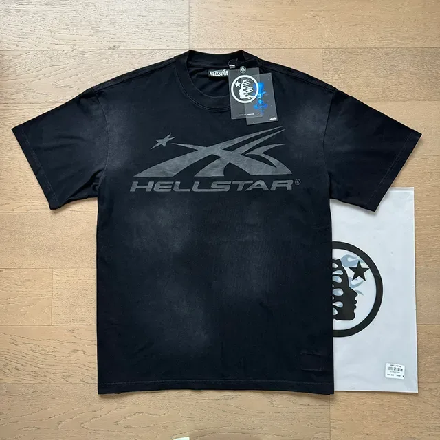 Hellstar Black Silver Oversized Fit Metallic Graphic Print T-Shirt 8
