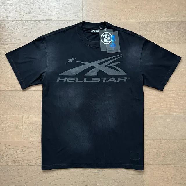 Hellstar Black Silver Oversized Fit Metallic Graphic Print T-Shirt 9