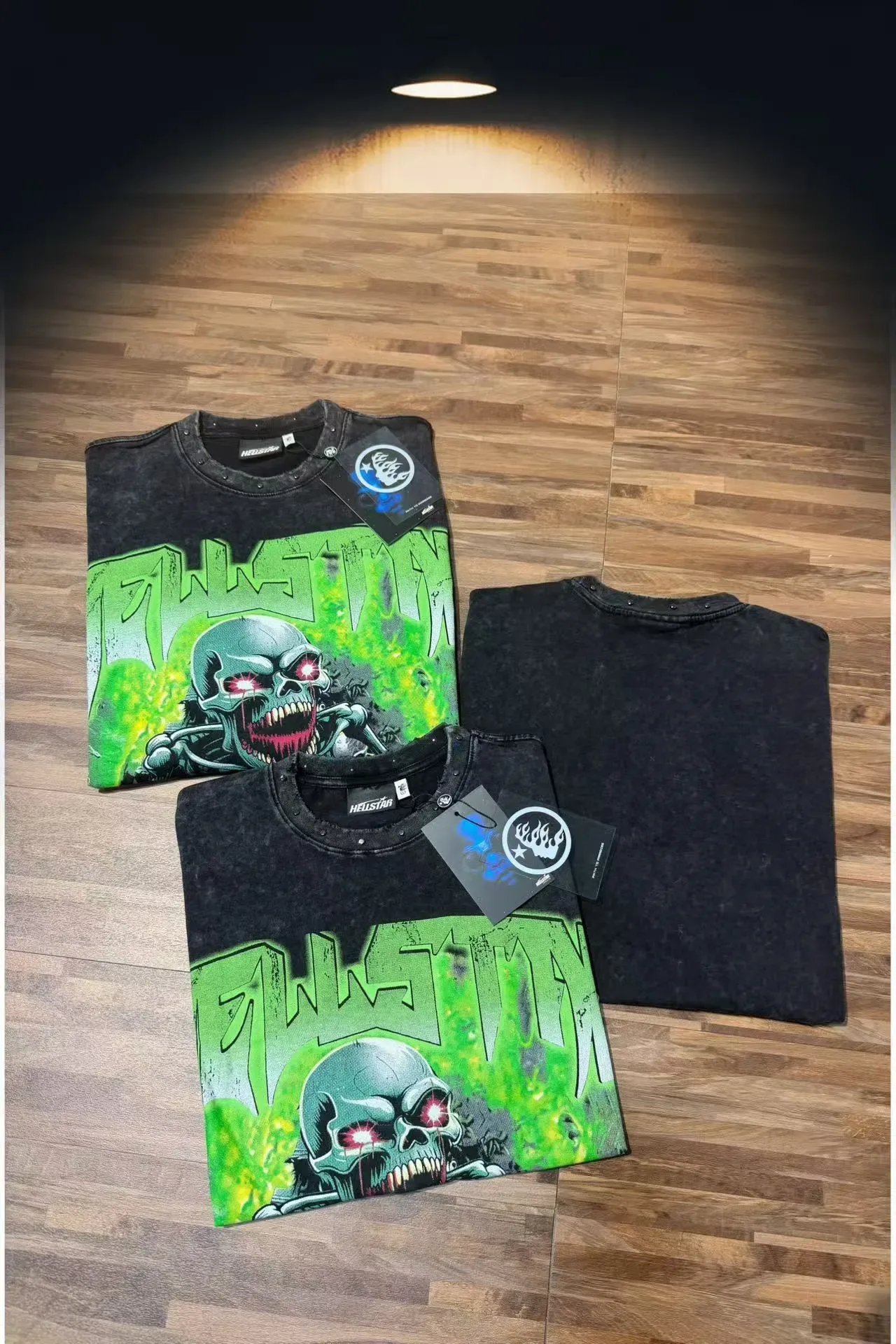 Hellstar Distressed Black Rivet-Trim Graphic T-Shirt 4