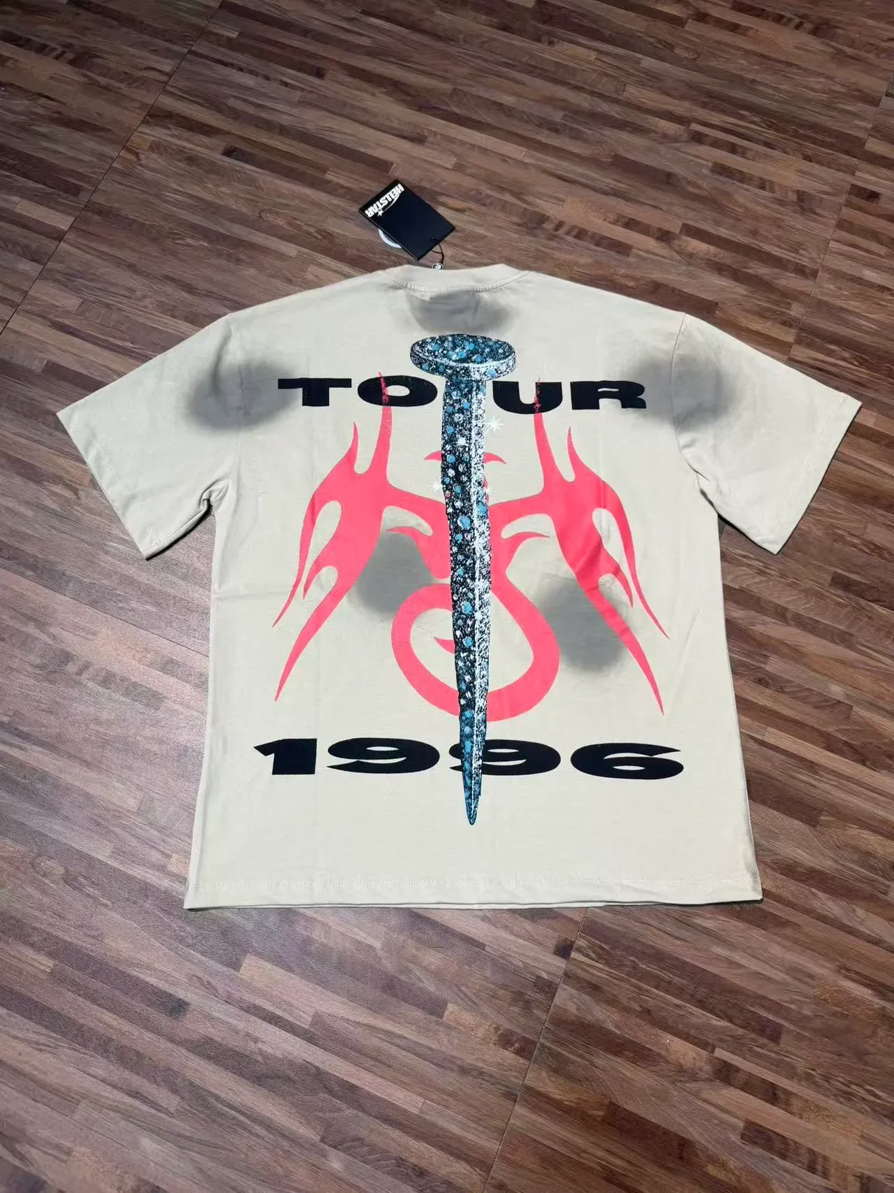 Hellstar Graphic Print Beige Oversized T-Shirt 3