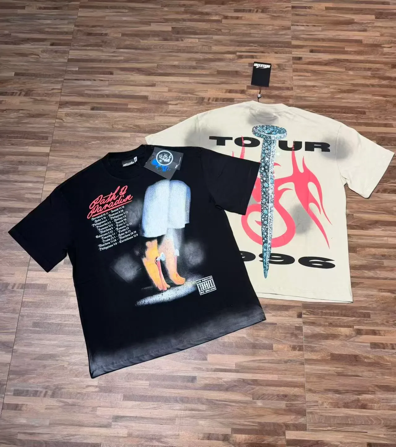 Hellstar Graphic Print Beige Oversized T-Shirt 5