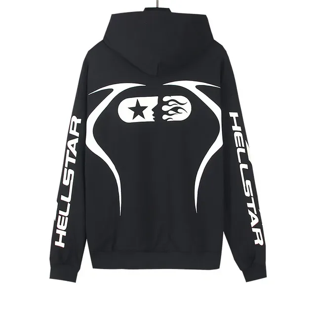 Hellstar Graphic-Print Black Oversized Zip-Front Hoodie 5