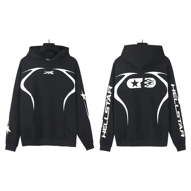 Hellstar Graphic-Print Black Oversized Zip-Front Hoodie 9