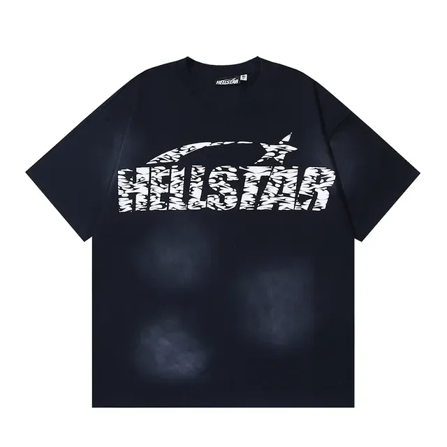 Camiseta oversized Hellstar estampa gráfica azul-marinho 2