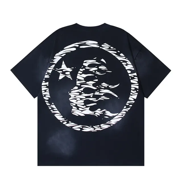 Camiseta oversized Hellstar estampa gráfica azul-marinho 3