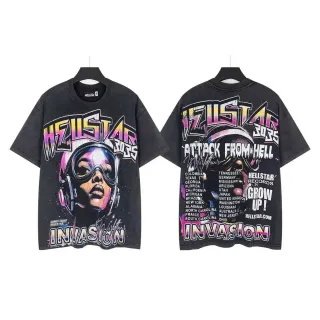 تيشيرت جرافيك أوفرسايز متهالك Hellstar Invasion World Tour 3035