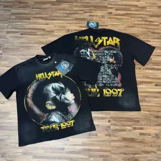 تي شيرت Hellstar Tour 1997 جرافيك أسود متهالك