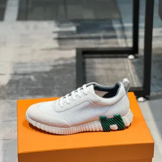 Hermès Beige Green Mesh And Suede Upper Sculpted Ridged Midsole Lifestyle Sneakers