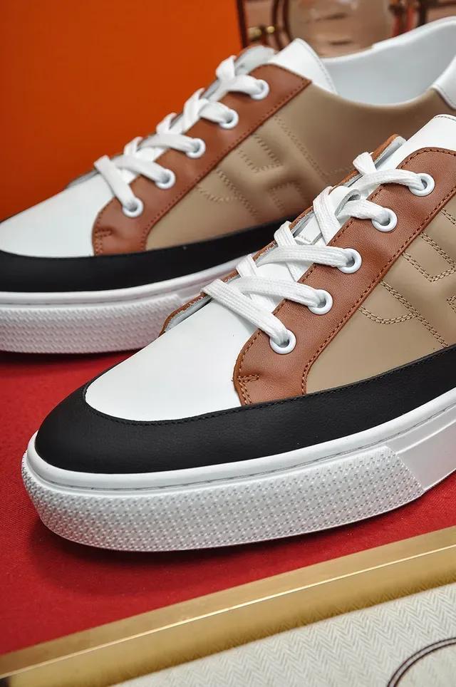 Hermès Beige White Low-Top Multi-Panel Leather Sneakers 3