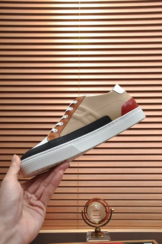 Hermès Beige White Low-Top Multi-Panel Leather Sneakers 7