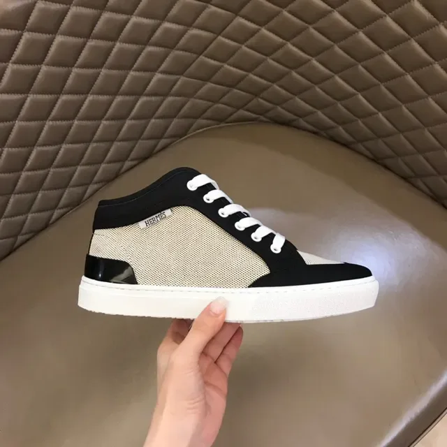 Hermès Noir Beige Maillage et Synthétique Panneau Contraste Blocage de Couleur Lifestyle Sneakers 6