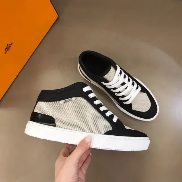 Hermès Noir Beige Maillage et Synthétique Panneau Contraste Blocage de Couleur Lifestyle Sneakers 7