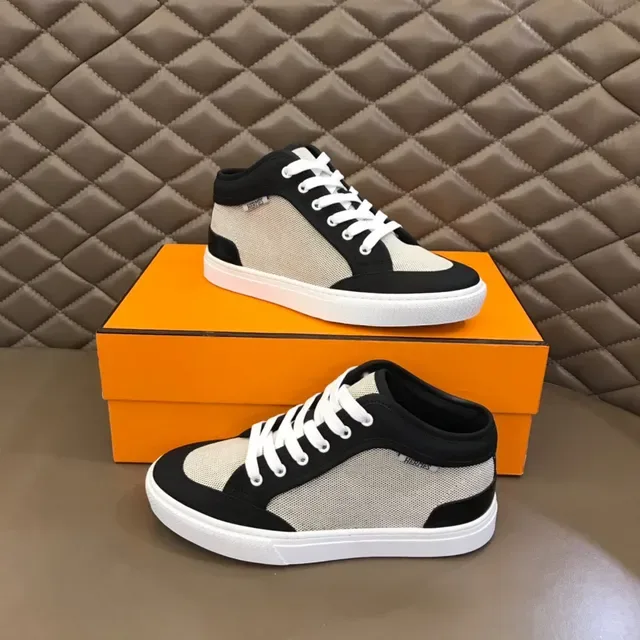 Hermès Noir Beige Maillage et Synthétique Panneau Contraste Blocage de Couleur Lifestyle Sneakers 8