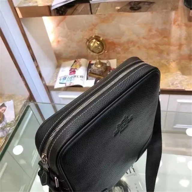 Hermès Black Pebbled Leather Rectangular Crossbody Bag 5