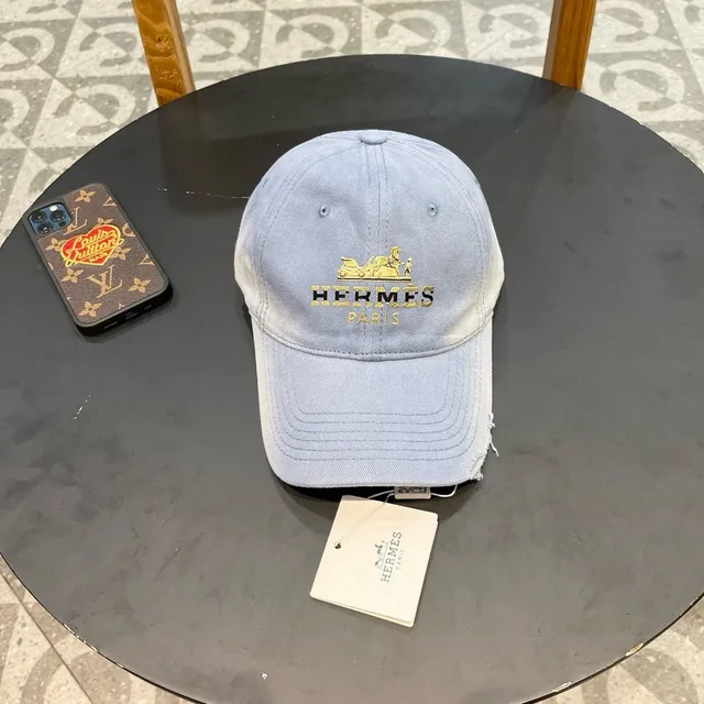 Hermès Blue Light Cotton Exterior Vibrant Interior Lining Baseball Cap 2