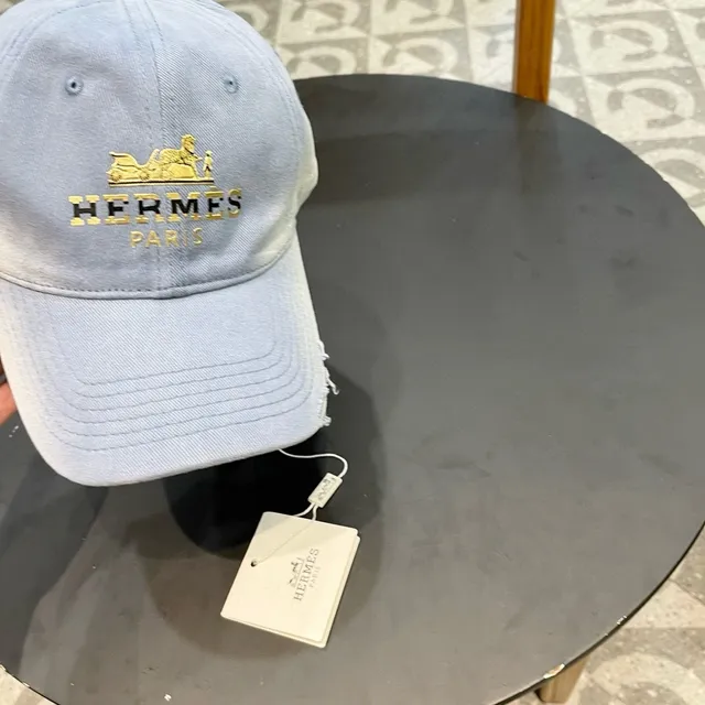 Hermès Blue Light Cotton Exterior Vibrant Interior Lining Baseball Cap 5