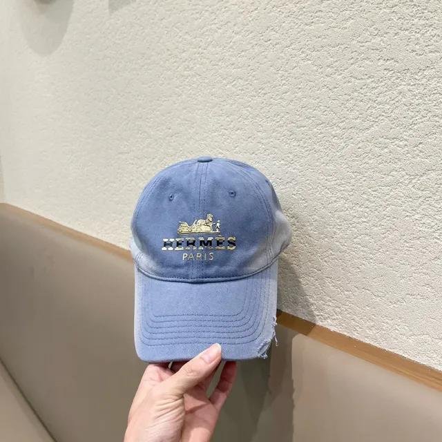 Hermès Blue Light Cotton Exterior Vibrant Interior Lining Baseball Cap 9