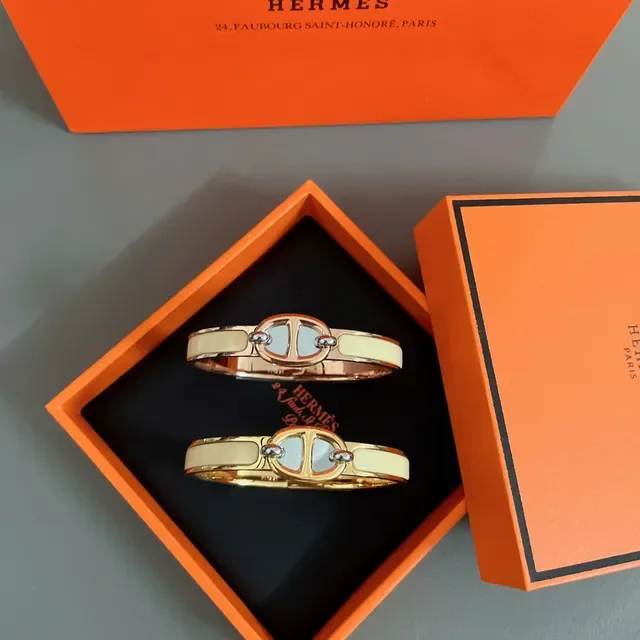 Hermès Clic H Bracelet Jonc Doré avec Fermoir Émaillé Multicolore 2
