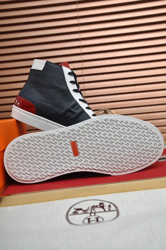 Hermès Color-Blocked Leather High-Top Lifestyle Sneakers 4