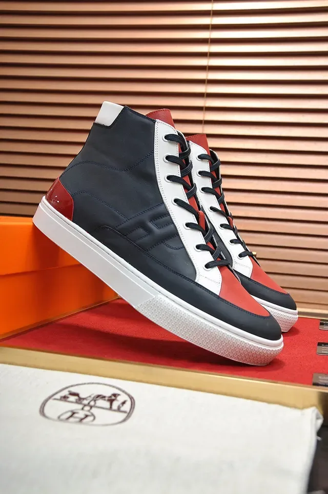 Hermès Color-Blocked Leather High-Top Lifestyle Sneakers 8