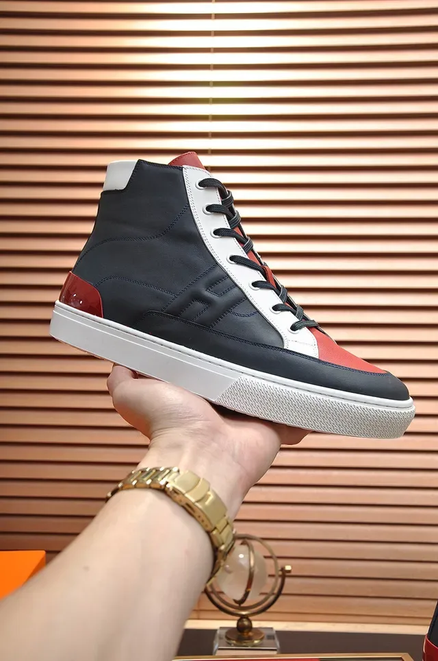 Hermès Color-Blocked Leather High-Top Lifestyle Sneakers 9