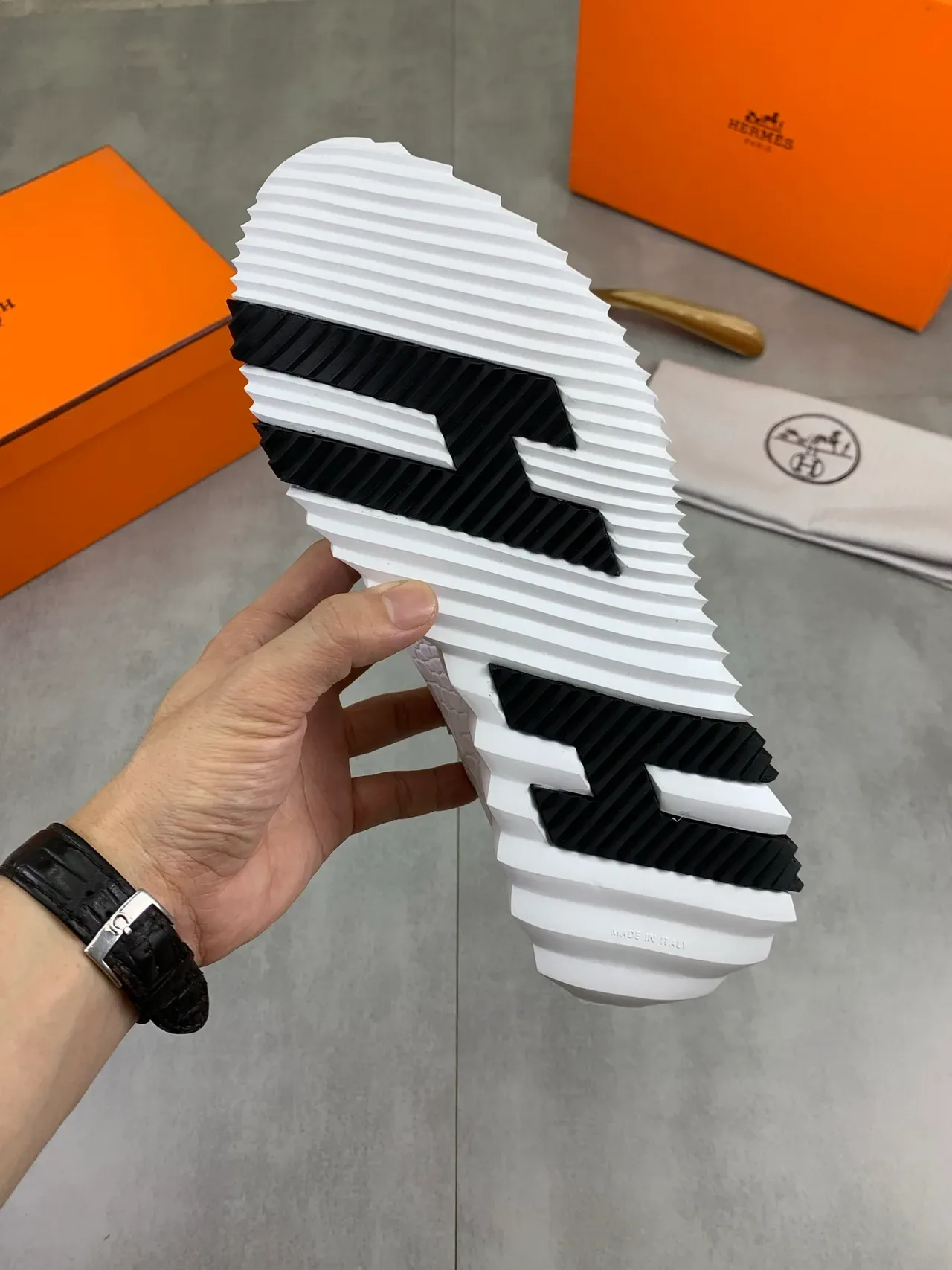 Hermès Croc-Embossed White Lifestyle Sneaker 3