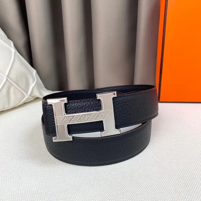 Hermès H Belt Black Pebbled Leather Belt 2
