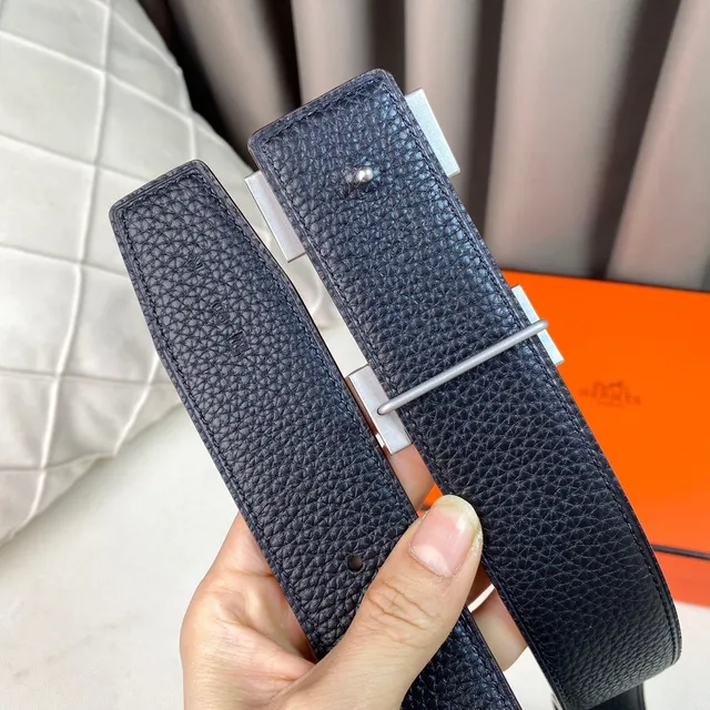 Hermès H Belt Black Pebbled Leather Belt 3