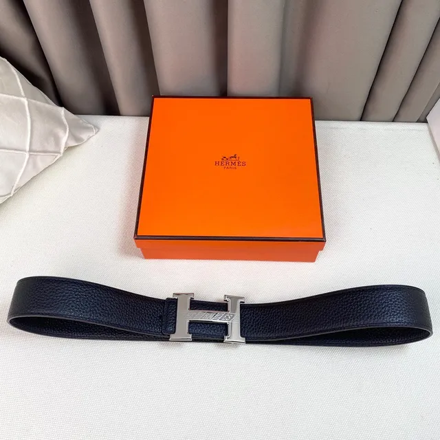 Hermès H Belt Black Pebbled Leather Belt 4