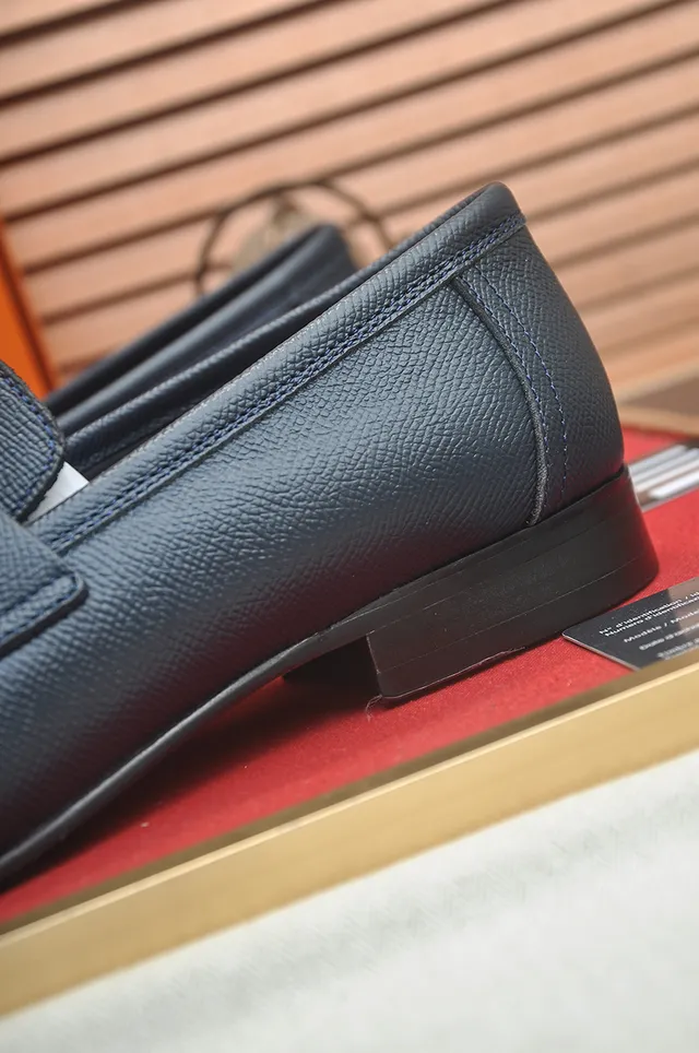 Hermès H-Buckle Loafer Dark Gray Pebbled Leather Loafers 2