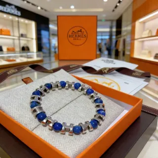 Hermès H-Link Pulsera Lápiz Lazuli y Plata