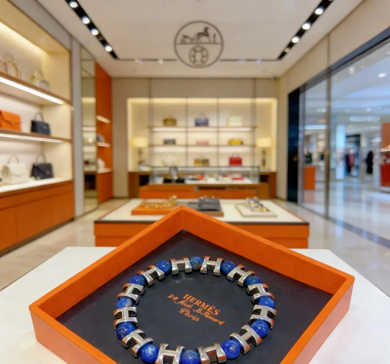 Hermès H-Link Lapis Lazuli and Silver-Tone Bracelet 3
