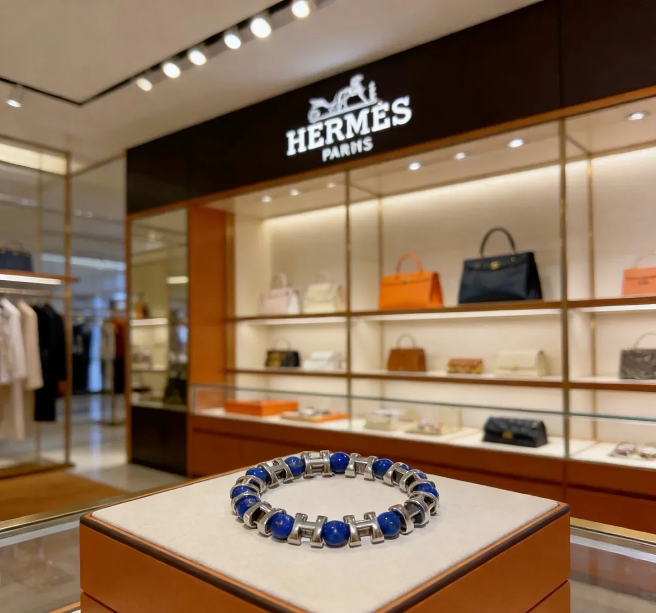 Hermès H-Link Lapis Lazuli and Silver-Tone Bracelet 6