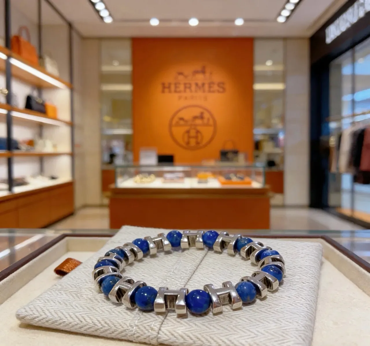 Hermès H-Link Lapis Lazuli and Silver-Tone Bracelet 7